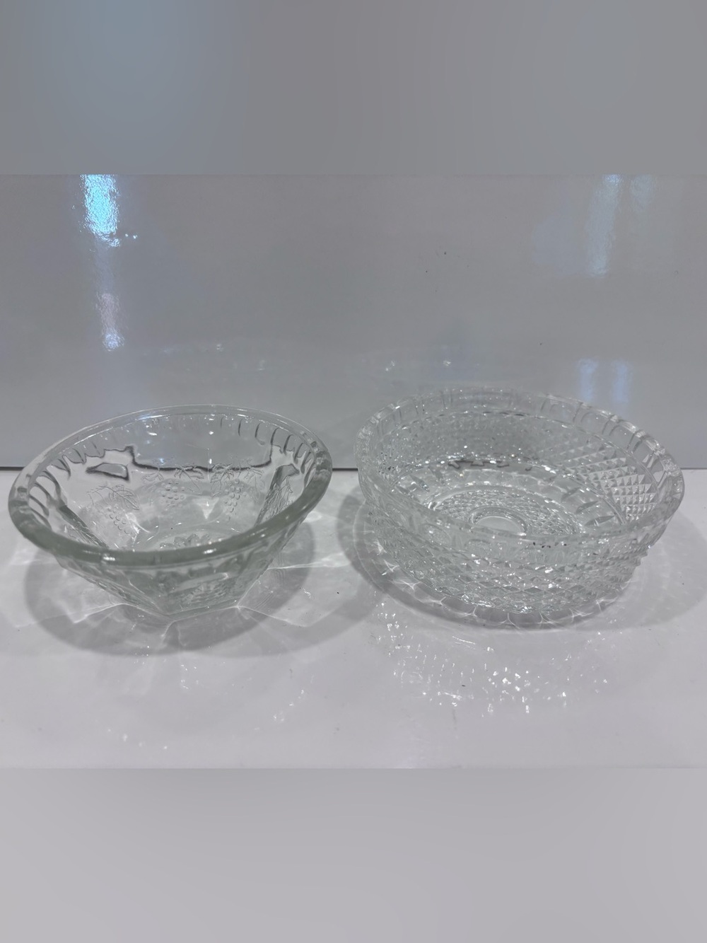 Clear Pressed Glass /crystal Bowls - Set of 2- vintage